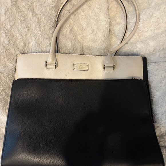 Kate Spade Black White Leather Grove Street Maeve Shoulder Bag Excellent Preown - Picture 3 of 5
